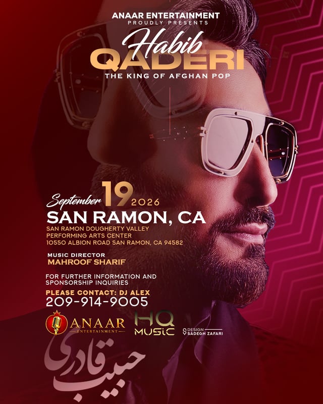Habib Qaderi tour poster, San Ramon, CA, September 19, 2026
