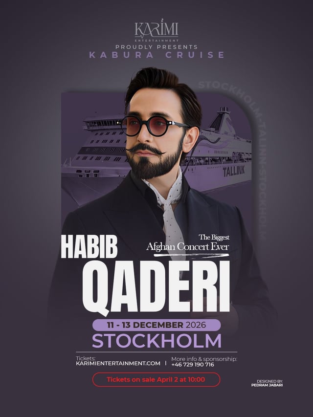 Habib Qaderi — Kabura Cruise tour poster, Stockholm, December 11–13, 2026